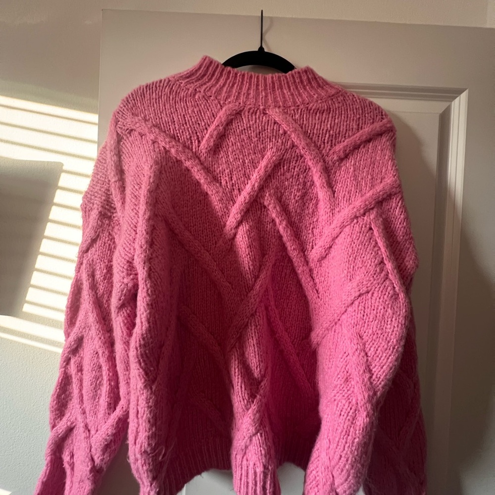 Vici Fuchsia Cable Knit Turtleneck Sweater